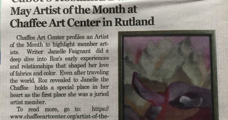 Cabot’s Rosalind Daniels May Artist of the Month at Chaffee Art Center in Rutland